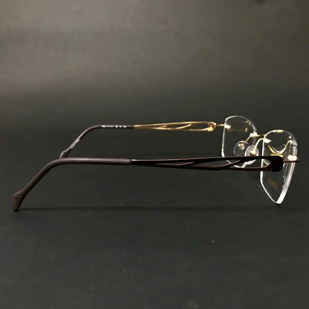 Stepper Eyeglasses Frames SI-95219 F011 Brown Gold Square Rimless 53-16-135